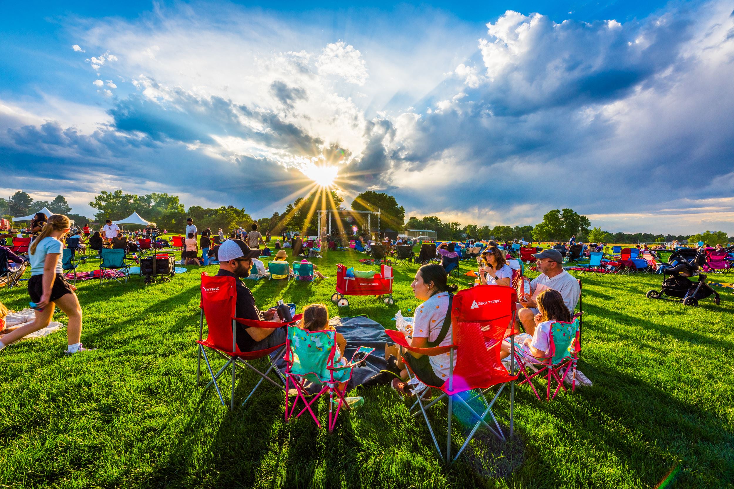 Spectators watching an outdoor concert