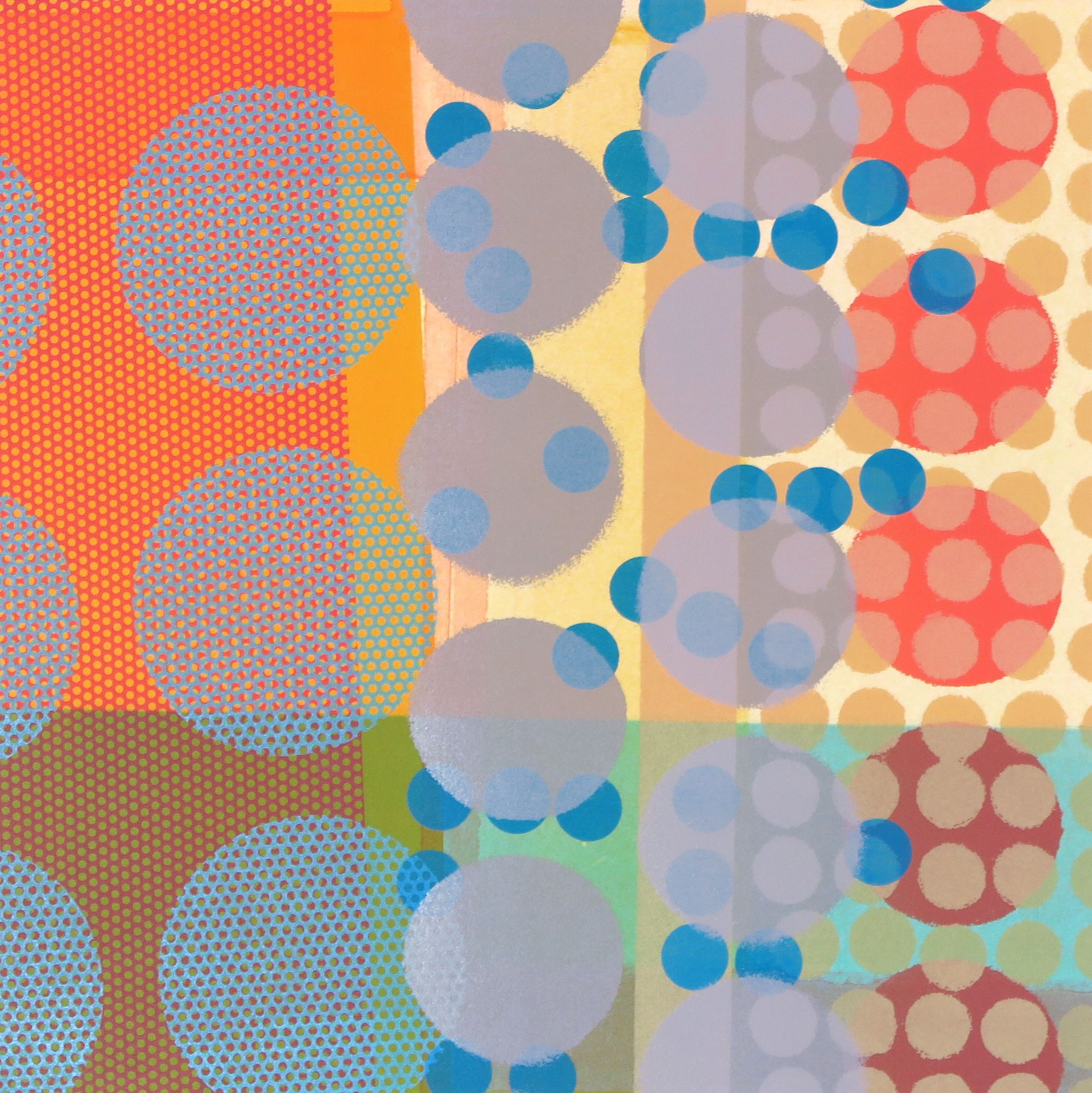 Abstract print featuring geometric shapes.